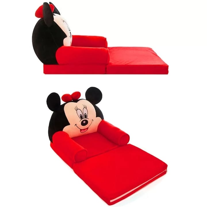 Fotoliu extensibil din plus Minnie Mouse, 80x50 cm