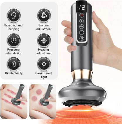 Aparat de Masaj Electric PREMIUM, 12 trepte de intensitate, drenaj limfatic si anticelulita, cupping terapeutic, bile de otel, design portabil, reincarcabil, ideal ingrijire personala si relaxare, Negru