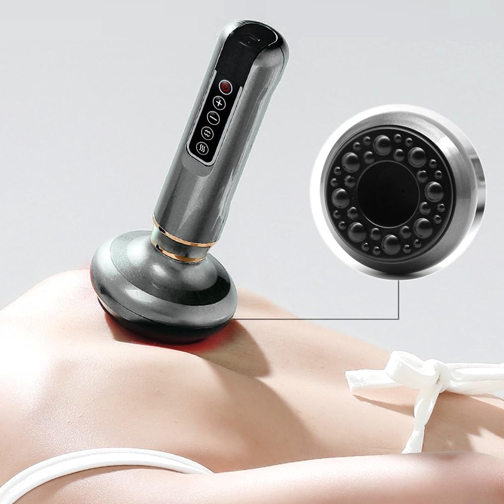 Aparat de Masaj Electric PREMIUM, 12 trepte de intensitate, drenaj limfatic si anticelulita, cupping terapeutic, bile de otel, design portabil, reincarcabil, ideal ingrijire personala si relaxare, Negru