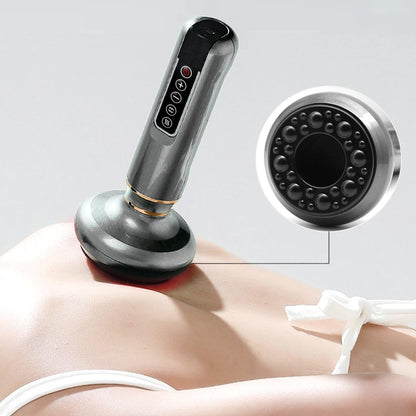 Aparat de Masaj Electric PREMIUM, 12 trepte de intensitate, drenaj limfatic si anticelulita, cupping terapeutic, bile de otel, design portabil, reincarcabil, ideal ingrijire personala si relaxare, Negru
