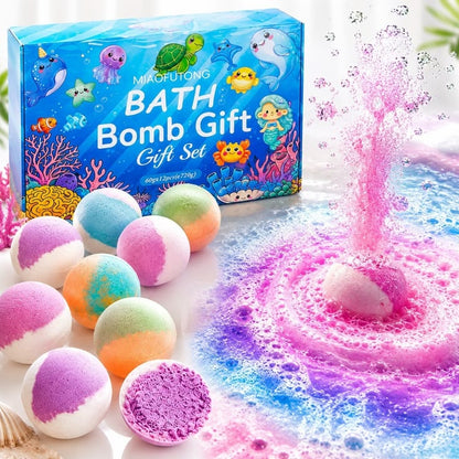 Bombe de Baie 3/set cu Surprize Marine, Efervescente și Parfumate, 60g/Buc, Figurine Ascunse în Interior 5cm, Diferite Arome