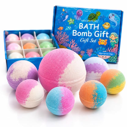 Bombe de Baie 3/set cu Surprize Marine, Efervescente și Parfumate, 60g/Buc, Figurine Ascunse în Interior 5cm, Diferite Arome