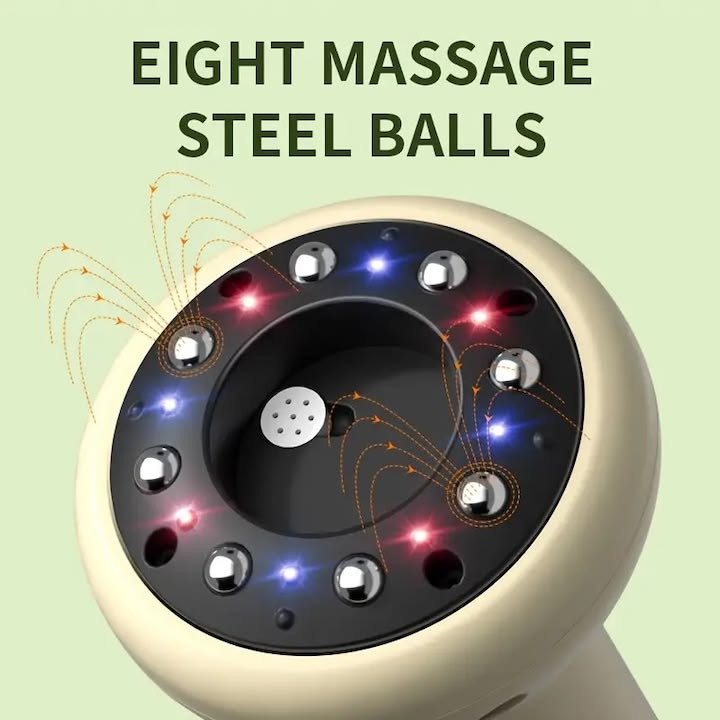 Aparat de Masaj Electric PREMIUM, 9 trepte de intensitate, drenaj limfatic si anticelulita, cupping terapeutic, bile de otel, design portabil, reincarcabil, ideal ingrijire personala si relaxare