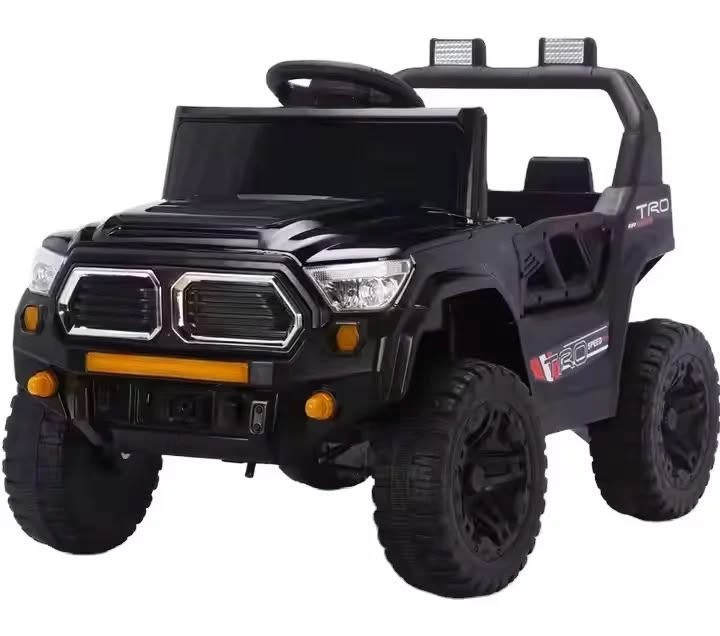 Masina electrica copii 1-8 ani tip Jeep 4x4, cu telecomanda, Bluetooth si muzica, lumina parbriz, roti din plastic, dimensiuni 85×61×54 cm, Negru