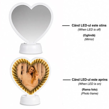Oglinda magica PERSONALIZATA CU POZA  INFINITY LED - INIMA