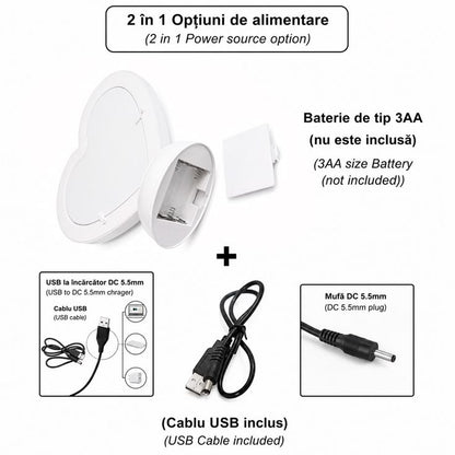 Oglinda magica PERSONALIZATA CU POZA  INFINITY LED - INIMA