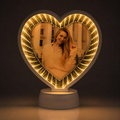Oglinda magica PERSONALIZATA CU POZA  INFINITY LED - INIMA