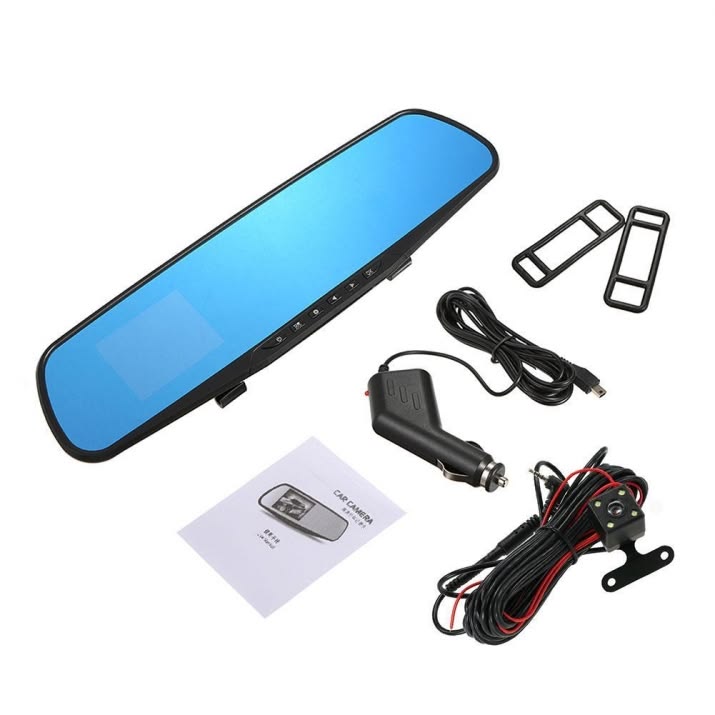 Oglinda retrovizoare cu camera fata si marsarier, card de memorie, Full HD 1080P, 32 GB Micro SD Card, 12-24V