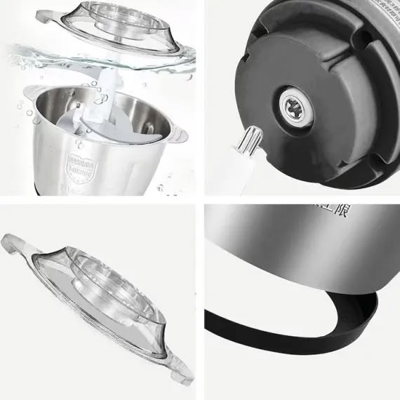 Tocator Electric Multifunctional, Capacitate 5L, Pentru Carne si Legume, 4 Lame Din Otel Inoxidabil, Recipient din Inox, 3 Viteze, Putere 1000W, Argintiu