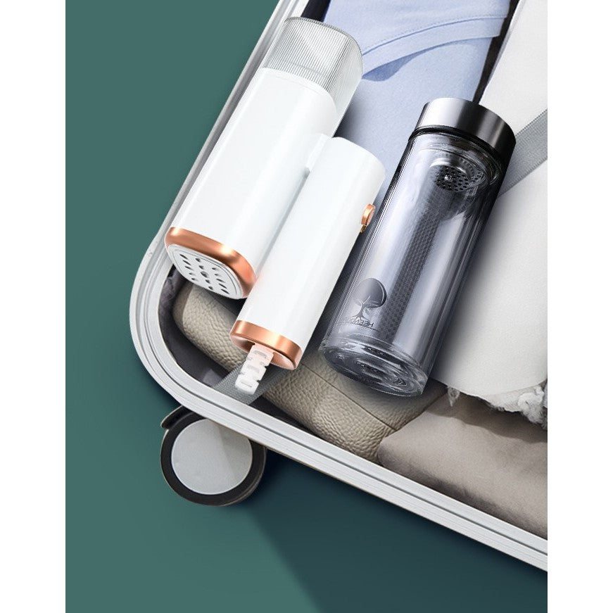Aparat de Calcat Vertical Portabil cu Abur, PREMIUM, Putere 1000W, Rezervor de 100 ml, Priza, Functie Anti Calcar si Auto Curatare, Pliabil, 15x17x7.5 cm, Alb