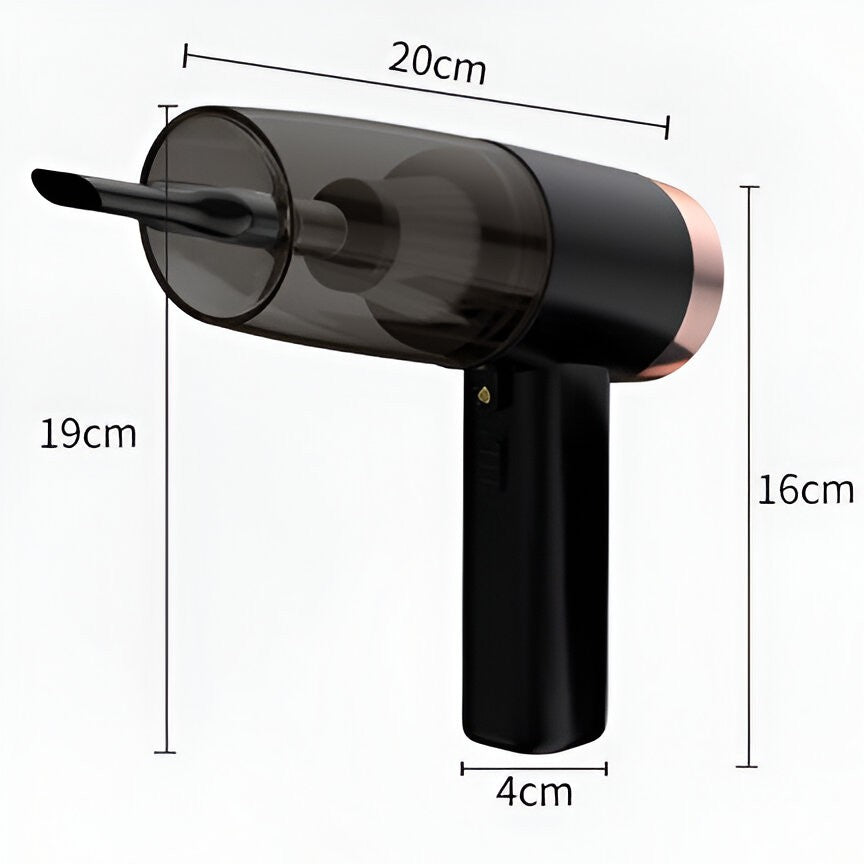 Aspirator Portabil Auto, PREMIUM , pentru Casa si Masina, Cablu Auto, Tub Prelungitor, 4 Capete de Aspirare, 20x16x19cm, Negru