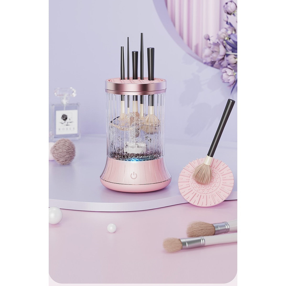 Dispozitiv Portabil de Curatare a Pensulelor de Machiaj, , pentru Pensule de Diferite Dimensiuni, 5V, 7000RPM, Vibratii Sonice, USB Type C