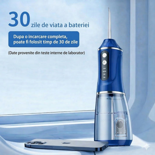 Irigator Bucal Electric PREMIUM, Portabil, Dus Bucal pentru Curatare, Indepartare Tartru, 4 Capete, 25 x 8 x 8 cm, REDUCERE