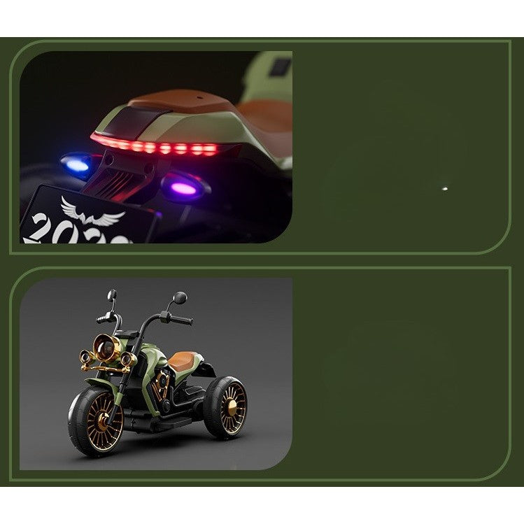 Motocicleta Electrica , cu Acumulator, Bluetooth, Sistem Anti-Rasturnare, Sistem de Lumini si Sunet, 1-8 Ani, 93 x 48 x 63 cm, Verde