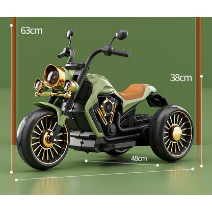 Motocicleta Electrica , cu Acumulator, Bluetooth, Sistem Anti-Rasturnare, Sistem de Lumini si Sunet, 1-8 Ani, 93 x 48 x 63 cm, Verde