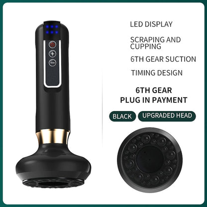 Aparat de Masaj Electric PREMIUM, 12 trepte de intensitate, drenaj limfatic si anticelulita, cupping terapeutic, bile de otel, design portabil, reincarcabil, ideal ingrijire personala si relaxare, Negru