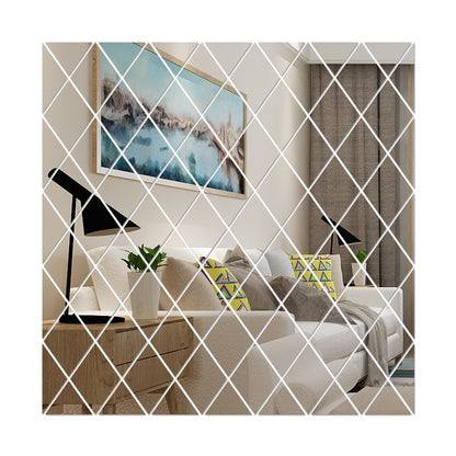 Set 32 de Oglinzi Autocolante pentru Perete, VENETIANA, sub Forma de Romb, Acril, 14.2x23.6x15.5 cm