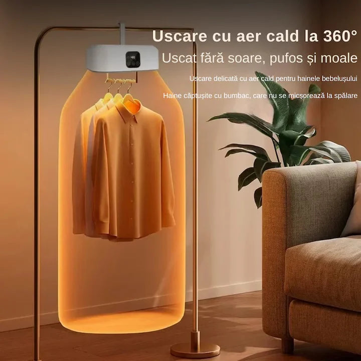 Uscător de Haine Electric Portabil, Mini Dulap Pliabil, 3D Air Drying, 400W, Uscare Rapidă 30 min–6h, Temperatură Constantă, Capacitate 10 kg, Compact și Pliabil, Ideal pentru Apartament și Călătorii