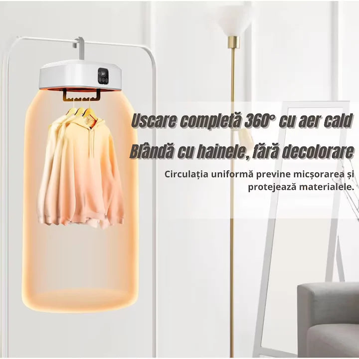 Uscător de Haine Electric Portabil, Mini Dulap Pliabil, 3D Air Drying, 400W, Uscare Rapidă 30 min–6h, Temperatură Constantă, Capacitate 10 kg, Compact și Pliabil, Ideal pentru Apartament și Călătorii