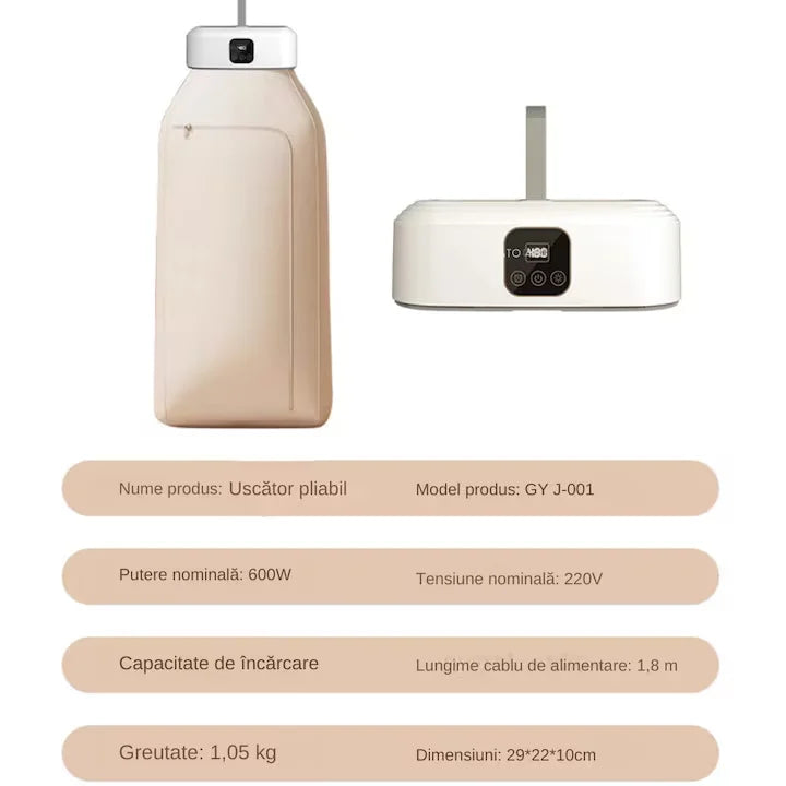 Uscător de Haine Electric Portabil, Mini Dulap Pliabil, 3D Air Drying, 400W, Uscare Rapidă 30 min–6h, Temperatură Constantă, Capacitate 10 kg, Compact și Pliabil, Ideal pentru Apartament și Călătorii
